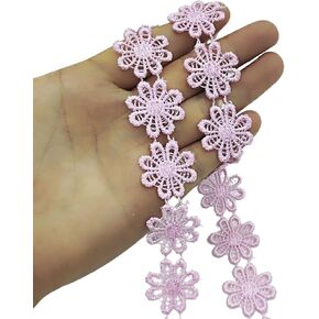 5 Yards Daisy Flower Lace Trim Ribbon Embroidered Applique Flower Trim for DIY Sewing Clothes Craft Wedding Dress Decoration, Red, 1Inch in Saudi Arabia