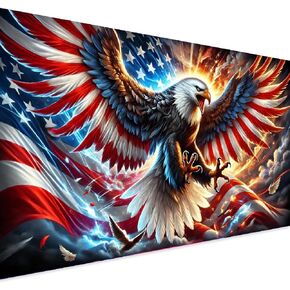 4th of July Eagle American Flag Diamond Art Painting,Large Diamond Painting Kits for Adults,DIY Full Drill Extra Crystal Rhinestone Arts and Crafts,Gem Art For Home Wall Decor 27.5 X 15.7inch in Saudi Arabia
