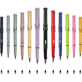 12 Sets Forever Pencil, Infinity Pencils for Writing Drawing Sketching, Everlasting Pencil for Home Office School (12 Pens + 12 Erasers + 12 Replaceable Nibs) in Saudi Arabia