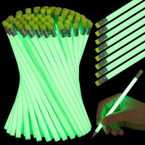 50 Pack Glow in the Dark Pencils Bulk Fun Green Fluorescent Glow Writing Pencil with Eraser Drawing Stationery for Classroom Student Kid Homework School Reward Supplies Party Favors Gifts in Saudi Arabia