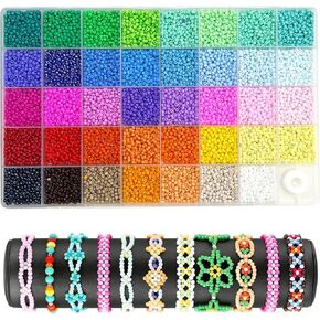 3mm9600pcs Seed Beads for Jewelry Making, 39 Colors Uniform Small Beads for Bracelet Making Kit, Glass Seed Bead Kit, Tiny Craft for DIY Art Jewelry Making in Saudi Arabia