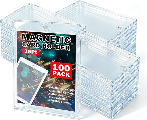 TORONTOKYO 200ct Magnetic Card Holders, 35pt One Touch Magnetic Card Holder, U-V Protection Hard Plastic Card Display Case for Trading, Sports, Baseball, Football, Game Cards in Saudi Arabia