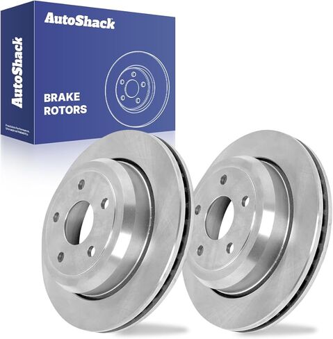 AutoShack Rear Brake Rotors for Jeep, Grand Cherokee 2011-2021, AWD RWD V6 3.0L 3.6L V8 5.7L 6.2L 6.4L - Silver Zinc Coated Drilled & Slotted - SilverShield Pro - 12.99" (330 mm), 5-Lug in Kuwait