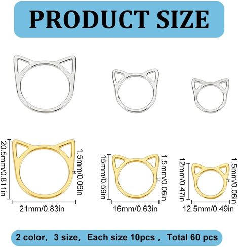 GOMAKERER 60 Pcs 3 Sizes Cat Knitting Stitch Marker Rings, Alloy Loop Stitch Marks Animal Knitting Stitch Mark Knitting Supplies Accessories for DIY and Handmade Crafts in Kuwait
