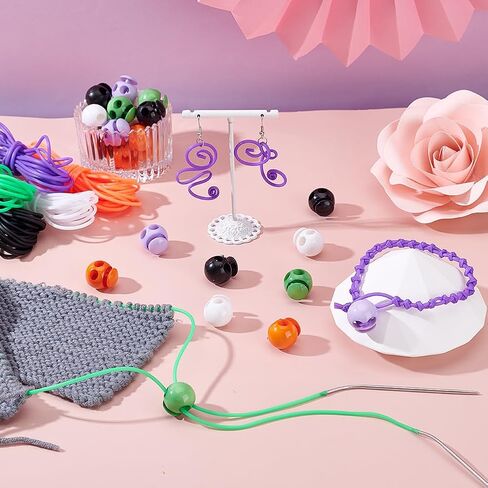 30 قطعة من AHANDMAKER حامل غرز الحياكة السيليكون 5 لفات 2 مم سلك حلاق أنابيب 5 ألوان علامات غرز حافظة متماسكة مع سدادات إبرة لمشاريع الحياكة اليدوية in Kuwait