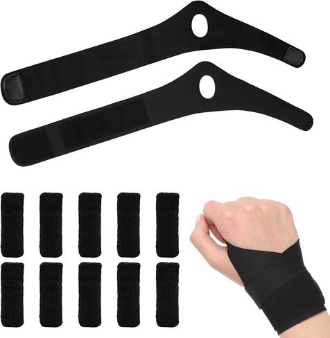 12Pcs Crochet Gloves for Pain Relief, 2 Wrist Supports and 10 Finger Sleeves Guards, Crochet Hook Grips to Reduce Finger Friction and Wrist Discomfort, Comfortable Accessories for Knitting in Kuwait