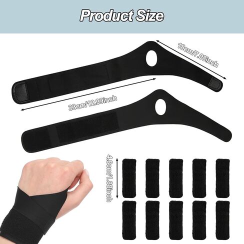 12Pcs Crochet Gloves for Pain Relief, 2 Wrist Supports and 10 Finger Sleeves Guards, Crochet Hook Grips to Reduce Finger Friction and Wrist Discomfort, Comfortable Accessories for Knitting in Kuwait