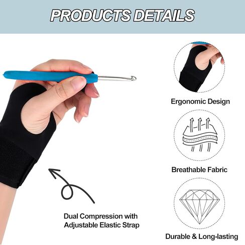 12Pcs Crochet Gloves for Pain Relief, 2 Wrist Supports and 10 Finger Sleeves Guards, Crochet Hook Grips to Reduce Finger Friction and Wrist Discomfort, Comfortable Accessories for Knitting in Kuwait