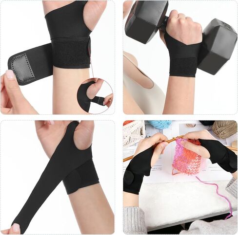 12Pcs Crochet Gloves for Pain Relief, 2 Wrist Supports and 10 Finger Sleeves Guards, Crochet Hook Grips to Reduce Finger Friction and Wrist Discomfort, Comfortable Accessories for Knitting in Kuwait