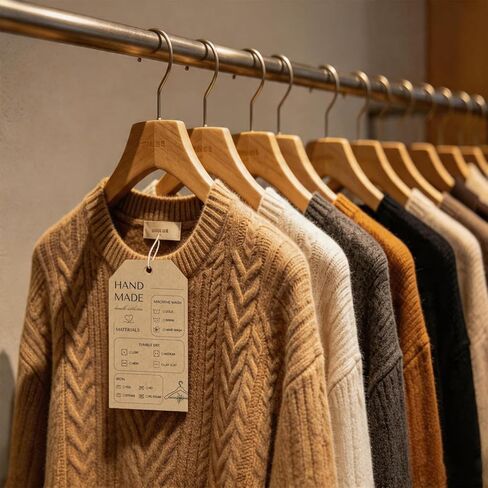 50Pcs Kraft Brown Handmade Care Tags, Vintage Style Washing Instruction Hang Tag Cards for Knitted Blanket, Clothing, Shirt & DIY Crafts,2x3.5Inch in Kuwait