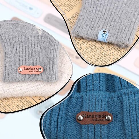 30Pcs Custom Handmade Leather Labels Handmade Tag for Crochets Colorful Sewing Labels with Love Hearts Leather Tags for Handmades Items Embellishment Knit Accessories with 30 Rivets in Saudi Arabia