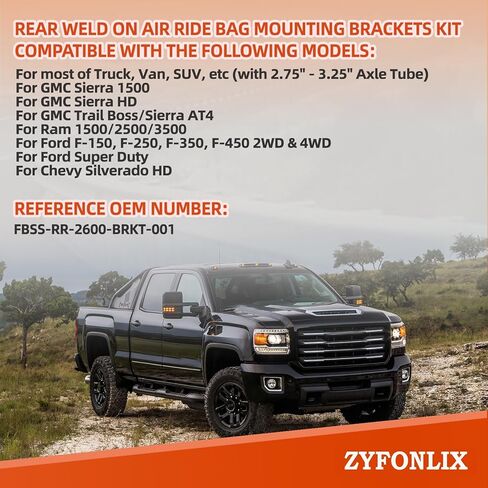 Rear Weld On Air Ride Bag Mounting Brackets Kit w/2600 Compatible with Most of Truck Van SUV 2.75" - 3.25" Axle Tube GMC Sierra 1500 HD Ram 1500/3500 F-150/450 Chevy Silverado HD in Saudi Arabia