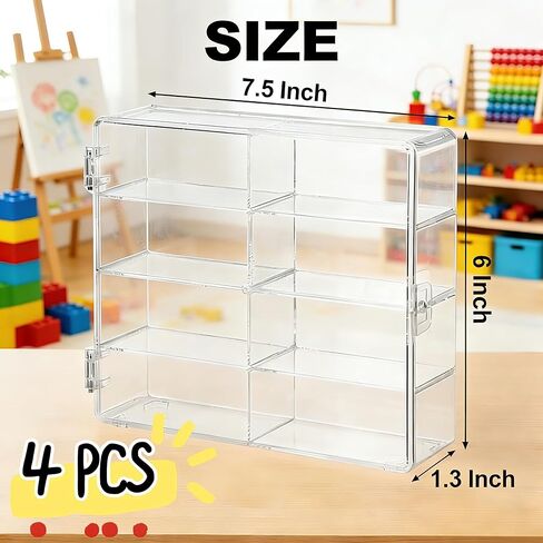 4-Pack Acrylic Display Case for 1/64 Scale Matchbox Wheels Toy Car,32 Slots Hot Wheels Storage Qrganizer with Clear Snap-On Dust Cover 6 X 7.5 X 1.3 Inches in Saudi Arabia