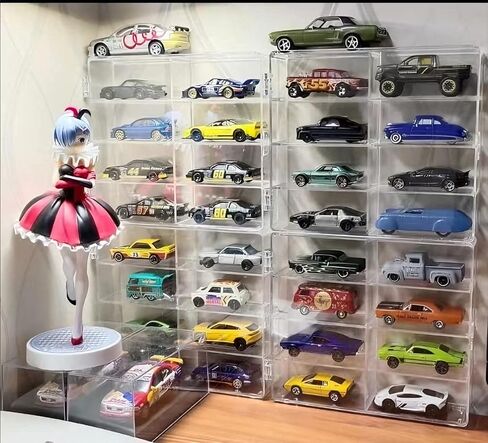 4-Pack Acrylic Display Case for 1/64 Scale Matchbox Wheels Toy Car,32 Slots Hot Wheels Storage Qrganizer with Clear Snap-On Dust Cover 6 X 7.5 X 1.3 Inches in Saudi Arabia