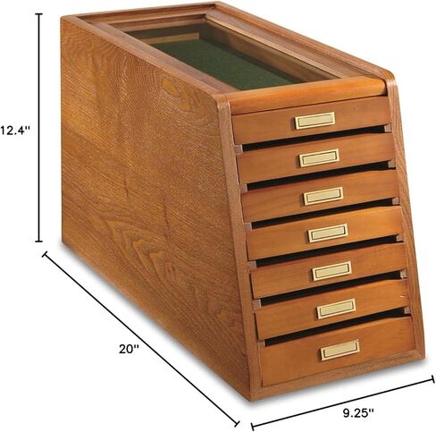 CASTLECREEK Collector's Cabinet Display Case for Collectibles, Wood 7-Drawer Storage Organizer Oak in Saudi Arabia