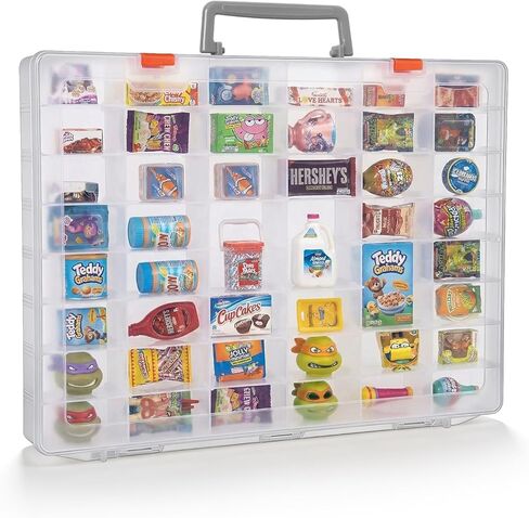 Organizer Box Compatible with Mini Brands Collectibles, 48 Grids Clear Plastic Box with Removable Dividers and Latch Opening, Ideal for Display and Storage of Mini Brands Toys, Travel Friendly in Saudi Arabia