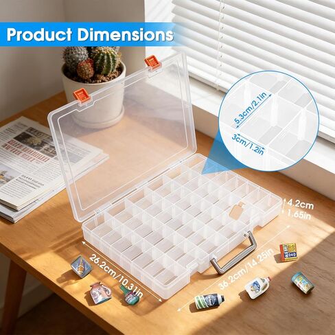 Organizer Box Compatible with Mini Brands Collectibles, 48 Grids Clear Plastic Box with Removable Dividers and Latch Opening, Ideal for Display and Storage of Mini Brands Toys, Travel Friendly in Saudi Arabia