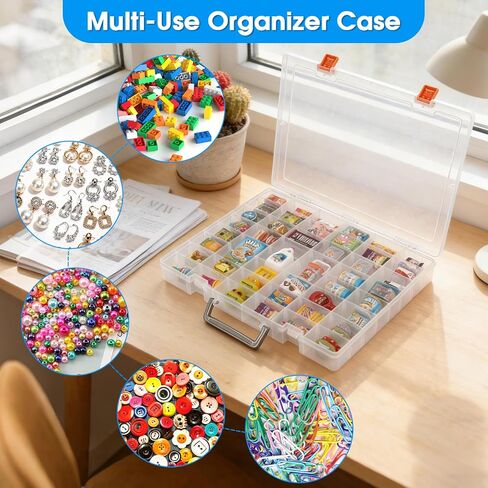 Organizer Box Compatible with Mini Brands Collectibles, 48 Grids Clear Plastic Box with Removable Dividers and Latch Opening, Ideal for Display and Storage of Mini Brands Toys, Travel Friendly in Saudi Arabia