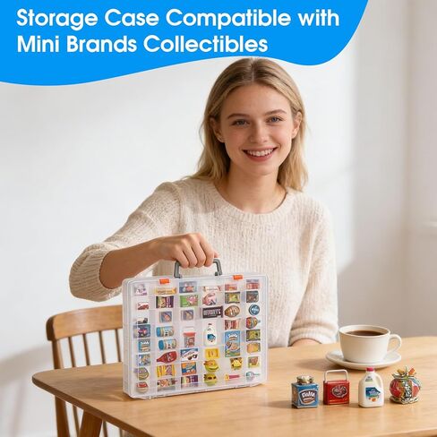 Organizer Box Compatible with Mini Brands Collectibles, 48 Grids Clear Plastic Box with Removable Dividers and Latch Opening, Ideal for Display and Storage of Mini Brands Toys, Travel Friendly in Saudi Arabia