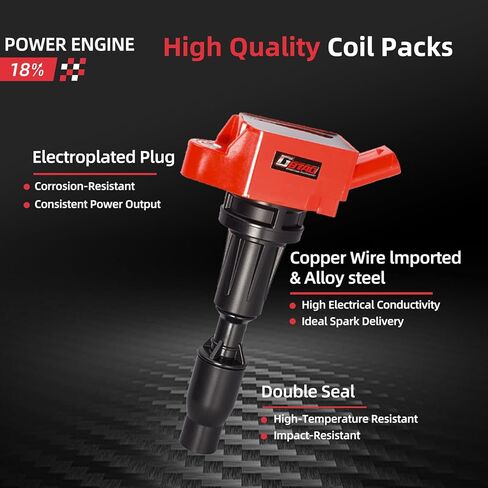 Set of 4 Upgraded Ignition Coil Pack for 2.0L 2.4L 2015 2016 2017 2018 2019 Hyundai Sonata Santa Fe Tucson Genesis Kia Optima Sorento, for Sportage Stinger Replaces UF764 273002GGA0 in Saudi Arabia