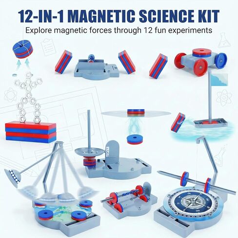 NewFamily Magnetic Science Kit for Kids, 12-in-1 STEM Physics Experiment Kit, Hands-On Magnetism Learning Toy, Ages 6 7 8 9 10 11 12 in Saudi Arabia