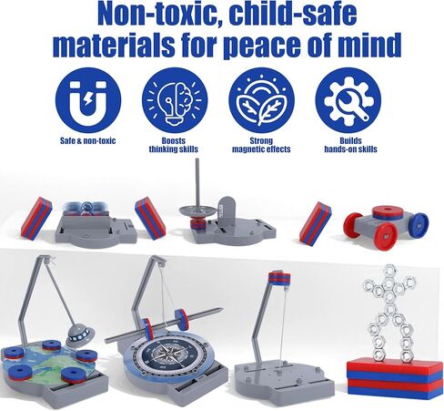 NewFamily Magnetic Science Kit for Kids, 12-in-1 STEM Physics Experiment Kit, Hands-On Magnetism Learning Toy, Ages 6 7 8 9 10 11 12 in Saudi Arabia