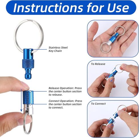 3 PCS Keychain Quick Release Keychain Detachable Key Quick Release, Detachable Keychains Pull Apart Keys Chain Metal Safety for Men, Women, Car Purse Bag (3 Colors) in Kuwait