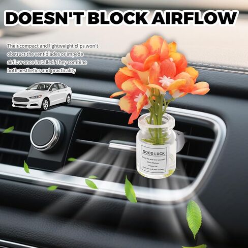 4 Pack Cute Flowers Car Vent Clips,Daisies & Trumpet Flowers Air Vent Clips Car Accessories for Cars Decorations,Universal Cars Clip for Vents Interior Accessories as Gifts for Women in Kuwait