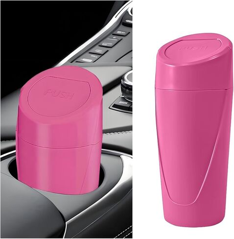 Car Trash Can with Lid, Mini Leakproof Vehicle Side Door Cup Holder Storage Organizer with Trash Bags, Portable Automotive Garbage Dustbin Accessories, Universal for RV SUV Truck (Rose Red) in Kuwait