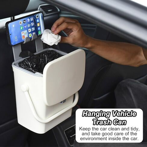 Leakproof Car Trash Can with Lid, Hanging Back Seat Garbage Bin Waterproof, Ideal for Cars/SUVs/Trucks/Road Travel in Saudi Arabia
