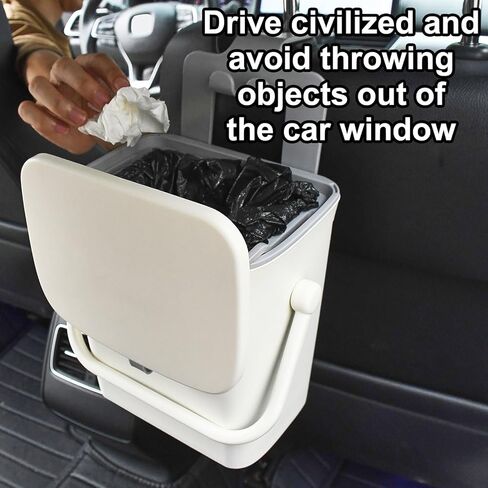 Leakproof Car Trash Can with Lid, Hanging Back Seat Garbage Bin Waterproof, Ideal for Cars/SUVs/Trucks/Road Travel in Saudi Arabia
