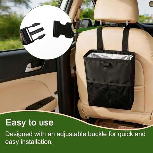 Car Trash Can, 3.4 Gallons Leak-Proof Hanging Trash Bin with Hook and Loop Lid and Handle, Multipurpose Car Organizer with Storage Pockets for SUV, Truck, RV and Camping in Saudi Arabia
