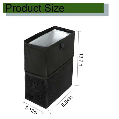 Car Trash Can, 3.4 Gallons Leak-Proof Hanging Trash Bin with Hook and Loop Lid and Handle, Multipurpose Car Organizer with Storage Pockets for SUV, Truck, RV and Camping in Saudi Arabia