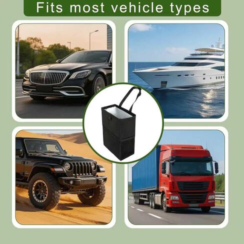 Car Trash Can, 3.4 Gallons Leak-Proof Hanging Trash Bin with Hook and Loop Lid and Handle, Multipurpose Car Organizer with Storage Pockets for SUV, Truck, RV and Camping in Saudi Arabia