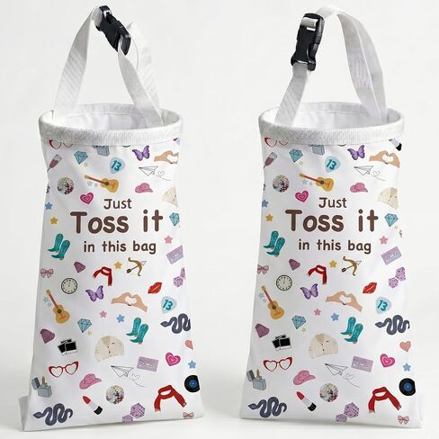 Toss It in This Bag Funny Car Trash Hanging Bag for Light Interiors, Cute Garbage Can with Waterproof & Washable Material, Car Accessories Decor for Women -2 Pcs in Saudi Arabia