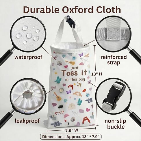 Toss It in This Bag Funny Car Trash Hanging Bag for Light Interiors, Cute Garbage Can with Waterproof & Washable Material, Car Accessories Decor for Women -2 Pcs in Saudi Arabia
