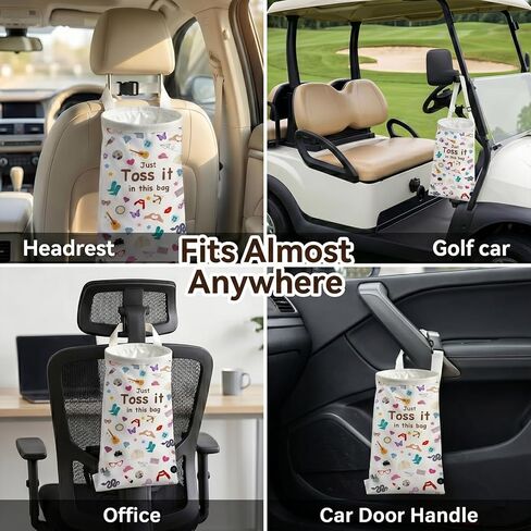Toss It in This Bag Funny Car Trash Hanging Bag for Light Interiors, Cute Garbage Can with Waterproof & Washable Material, Car Accessories Decor for Women -2 Pcs in Saudi Arabia