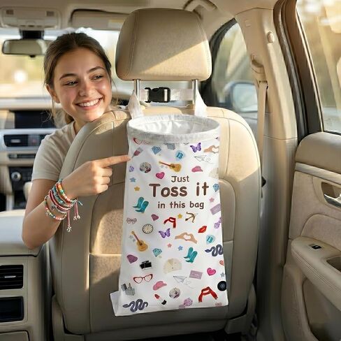 Toss It in This Bag Funny Car Trash Hanging Bag for Light Interiors, Cute Garbage Can with Waterproof & Washable Material, Car Accessories Decor for Women -2 Pcs in Saudi Arabia