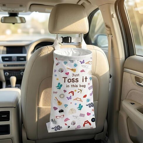 Toss It in This Bag Funny Car Trash Hanging Bag for Light Interiors, Cute Garbage Can with Waterproof & Washable Material, Car Accessories Decor for Women -2 Pcs in Saudi Arabia