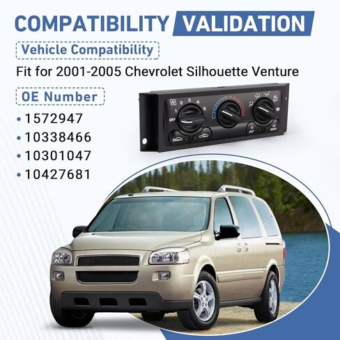 AC Climate Control Module, Fit for 2001 2002 2003 2004 2005 Chevy Venture, Pontiac Montana, Oldsmobile Silhouette - Replace HVAC Heater Control Panel Front for Dorman 599-002 in Saudi Arabia
