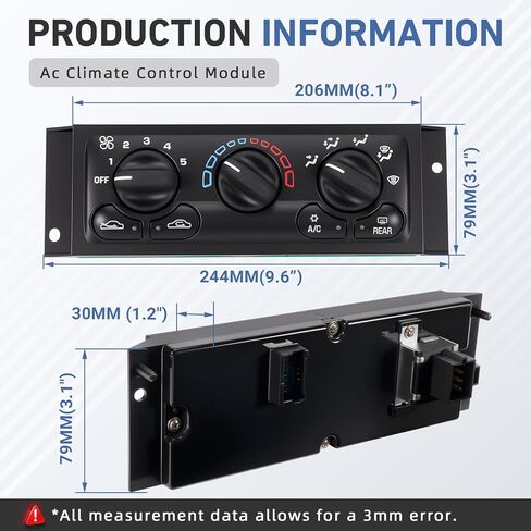 AC Climate Control Module, Fit for 2001 2002 2003 2004 2005 Chevy Venture, Pontiac Montana, Oldsmobile Silhouette - Replace HVAC Heater Control Panel Front for Dorman 599-002 in Saudi Arabia
