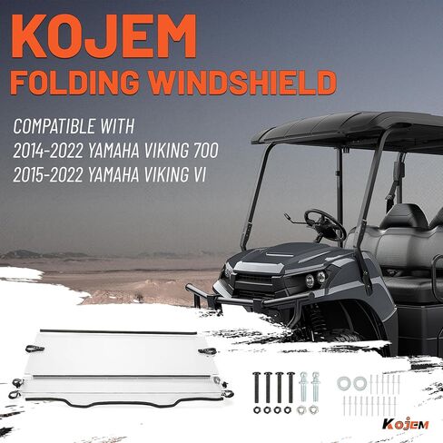 زجاج أمامي قابل للطي من Kojem متوافق مع 2015-2022 Yamaha Viking VI 2014-2022 Yamaha Viking 700 زجاج أمامي قلاب شفاف in Kuwait