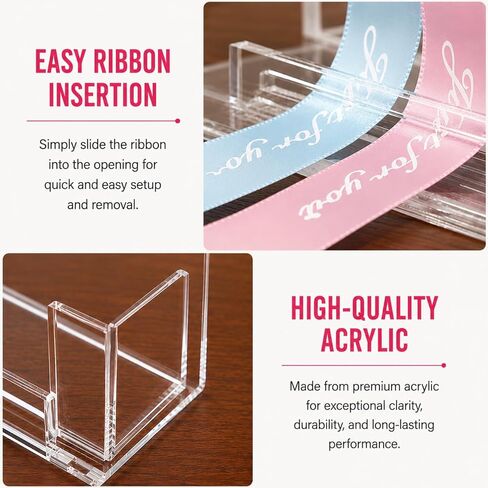 Ribbon Storage Rack - Acrylic Ribbon Spool Holder Organizer with Scissor & Tool Storage| - Ideal for Craft Room & Studios, Gift Wrapping Stations, Small Craft Shops and Boutiques - Clear in Saudi Arabia
