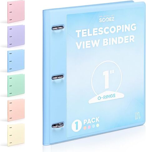 مجلد Sooez Telescoping 3 حلقات مقاس 1 بوصة، مجلد ثلاثي الحلقات قابل للحمل مقاس 1 بوصة مع عمود فقري قابل للتوسيع، يحمل 175 ورقة من ورق مقاس 8.5 × 11، غطاء رؤية واضح مع جيب داخلي، موفر للمساحة للمدرسة والمكتب، أزرق in Kuwait