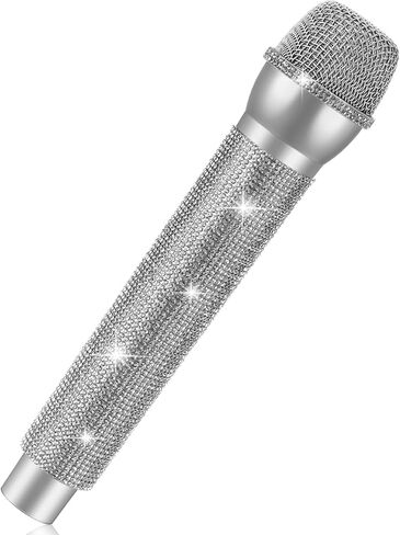 ميكروفون Sanwuta Glitter Prop، ميكروفون مزيف بأحجار الراين، ميكروفون لعبة بلينغ لامع لمزامنة الشفاه التظاهرية، ملحقات الأزياء التنكرية، هدايا حفلات ديسكو كاريوكي (ذهبي) in Kuwait