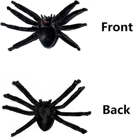 JIALWEN 50PCS Realistic Halloween Plastic Spiders Small Size Black Spiders Fake Spiders Prank Props for Halloween Party Decorations in Saudi Arabia