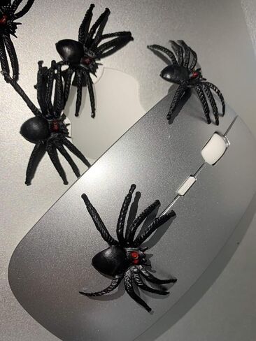 JIALWEN 50PCS Realistic Halloween Plastic Spiders Small Size Black Spiders Fake Spiders Prank Props for Halloween Party Decorations in Saudi Arabia