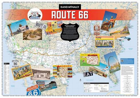 ملصق خريطة الحائط المئوية Route 66 مصفح - حجم مسطح كبير هو 28 بوصة × 40 بوصة in Kuwait
