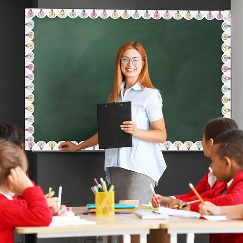 AmazingSpark 65 قدم الباستيل ضوء لمبة حدود لوحة الإعلانات للديكور الفصول الدراسية العودة إلى المدرسة لمبة النقاط صدفي توالت حافة الحدود لتدريس لوحات الإعلانات السبورة ديكور السبورة in Kuwait