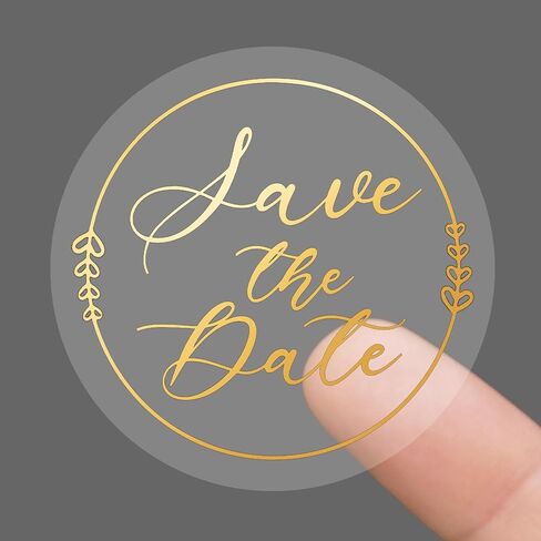 100 X Save The Date Envelopes Stickers, Gold Foil Transparent Wedding Invitation Seals, Embossed Save The Date Envelope Seals for Business Branding, Party Favors Gift Packaging in Kuwait